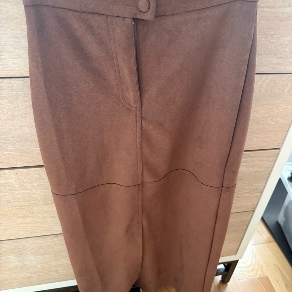 THML NWT Brown Midi Skirt, Faux Suede, Soft, XS
